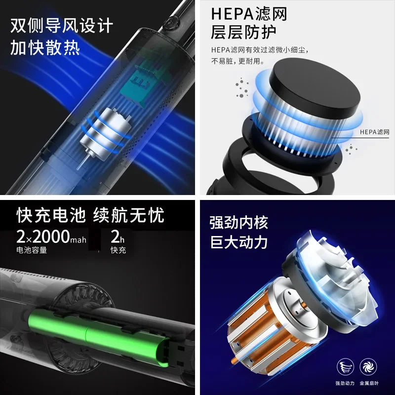 Car Vacuum Cleaner Car High Power Handheld Mini Car Home Dual Use Wireless Charging Convenient Vacuum Cleaner