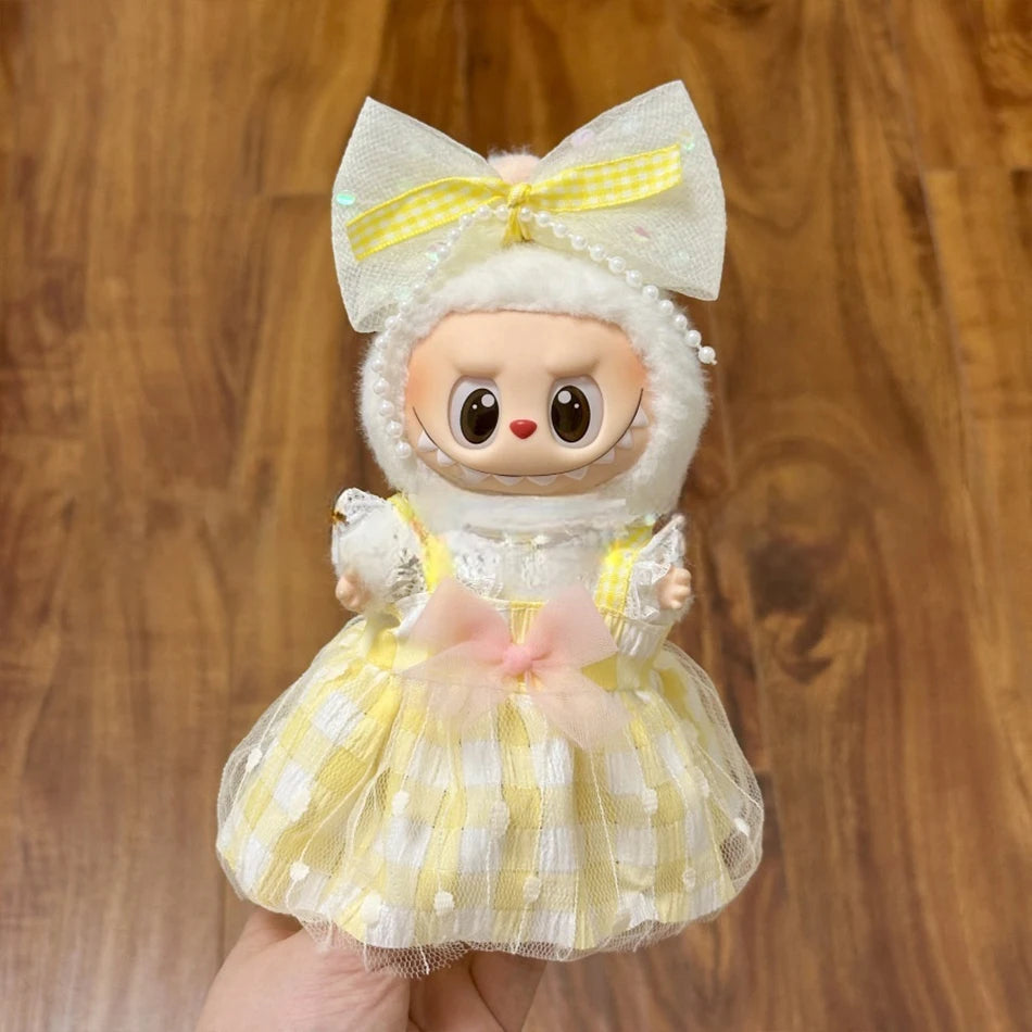 Mini Plush Doll'S Clothes Outfit Accessories For Korea Kpop Exo 15-17cm Labubu Idol Overalls set Clothing Gift