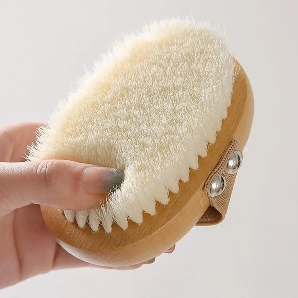 Bath Brush with Beech Wood Handle Soft Nylon Bristles Gentle Exfoliation Scrubber Hanging Shower Brush Bath Accessories