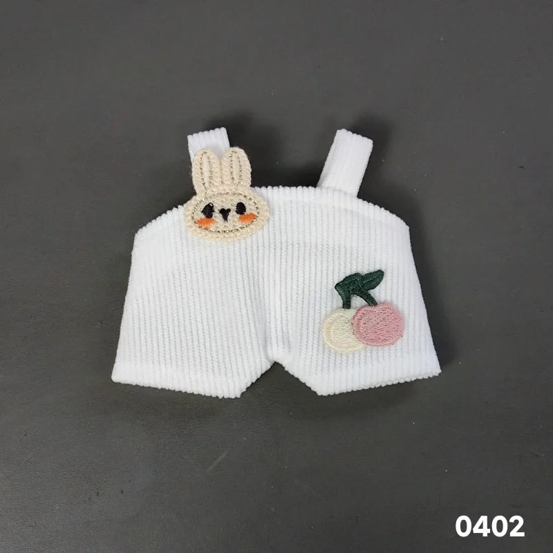 17cm Mini Plush Doll'S Clothes Outfit Accessories For Korea Kpop Exo Labubu Idol Dolls Corduroy overalls T-shirt Clothing Gift