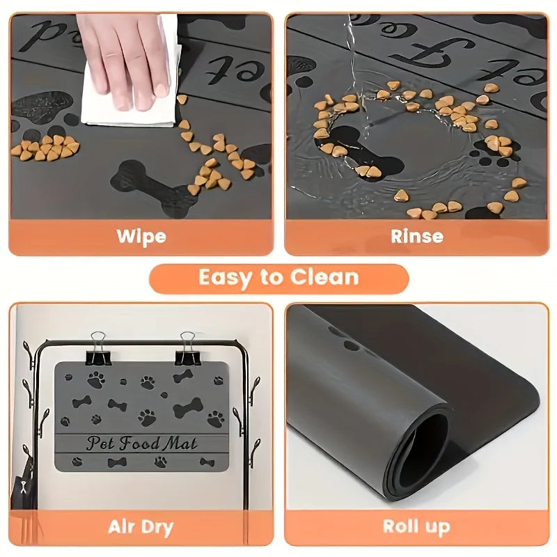 Pet Feeding Mat - Absorbent Pet Mat For Food And Water Bowls, Quick Drying Water Dispensing Mat With Waterproof Rubber Sole