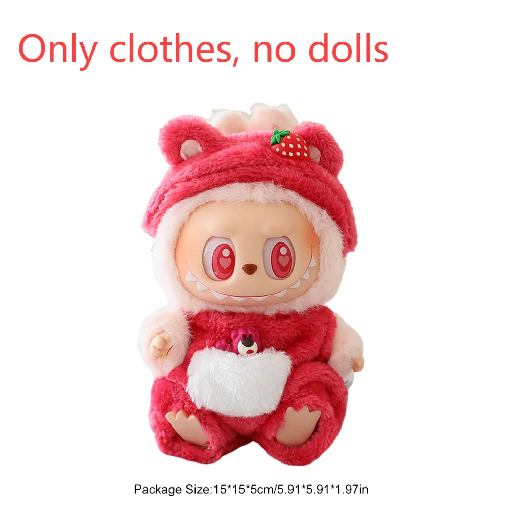 17cm Mini Plush Doll'S Clothes Outfit Accessories For Korea Kpop Exo Labubu I II Idol Dolls sit party overalls Clothing Gift