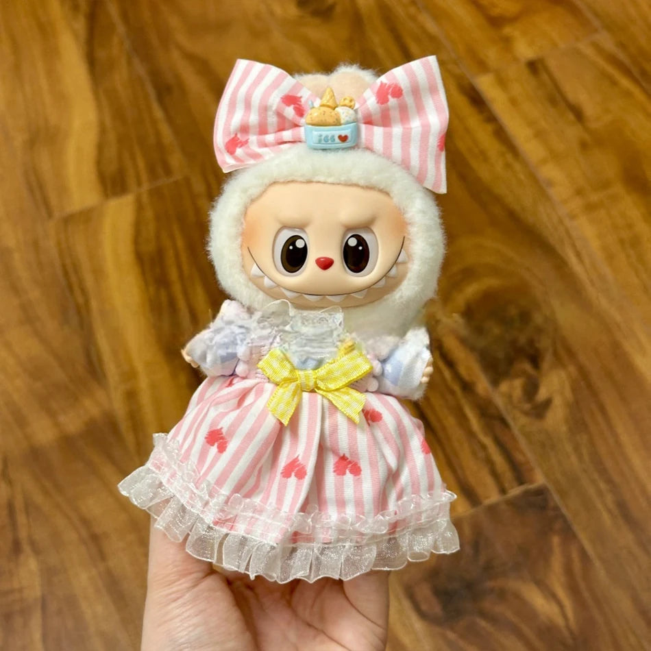 Mini Plush Doll'S Clothes Outfit Accessories For Korea Kpop Exo 15-17cm Labubu Idol Overalls set Clothing Gift