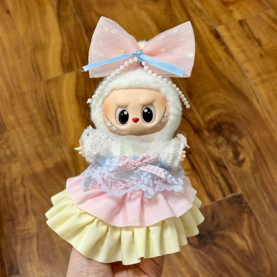 Mini Plush Doll'S Clothes Outfit Accessories For Korea Kpop Exo 15-17cm Labubu Idol Overalls set Clothing Gift